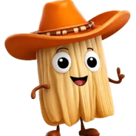 TAMALE log of cartoon tamale in a cowboy hat