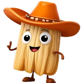 A living breathing Tamal named Tomas, wearing a cowboy hat; thumbs up